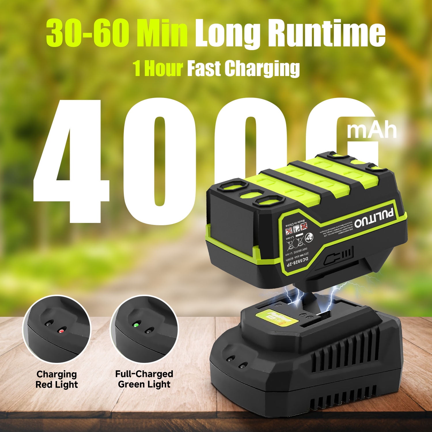 PULITUO Cordless Leaf Blower 500CFM 125MPH, High Power Axial Fan, 2X 4.0Ah Batteries & Fast Charger, Lightweight Variable Speed Battery Blower for Lawn Care, Yard, Patio, Leaves