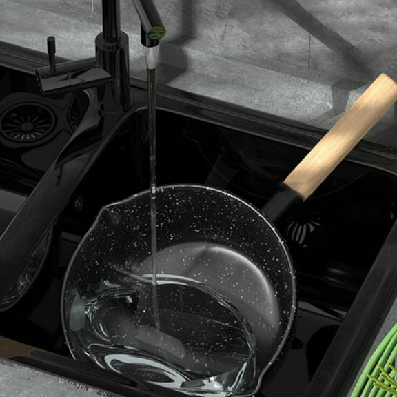 ADDHAT Black Aluminum 20cm Saucepan with Handle, Leakproof Cooking Pot for Kitchen Use and Everyday Cooking