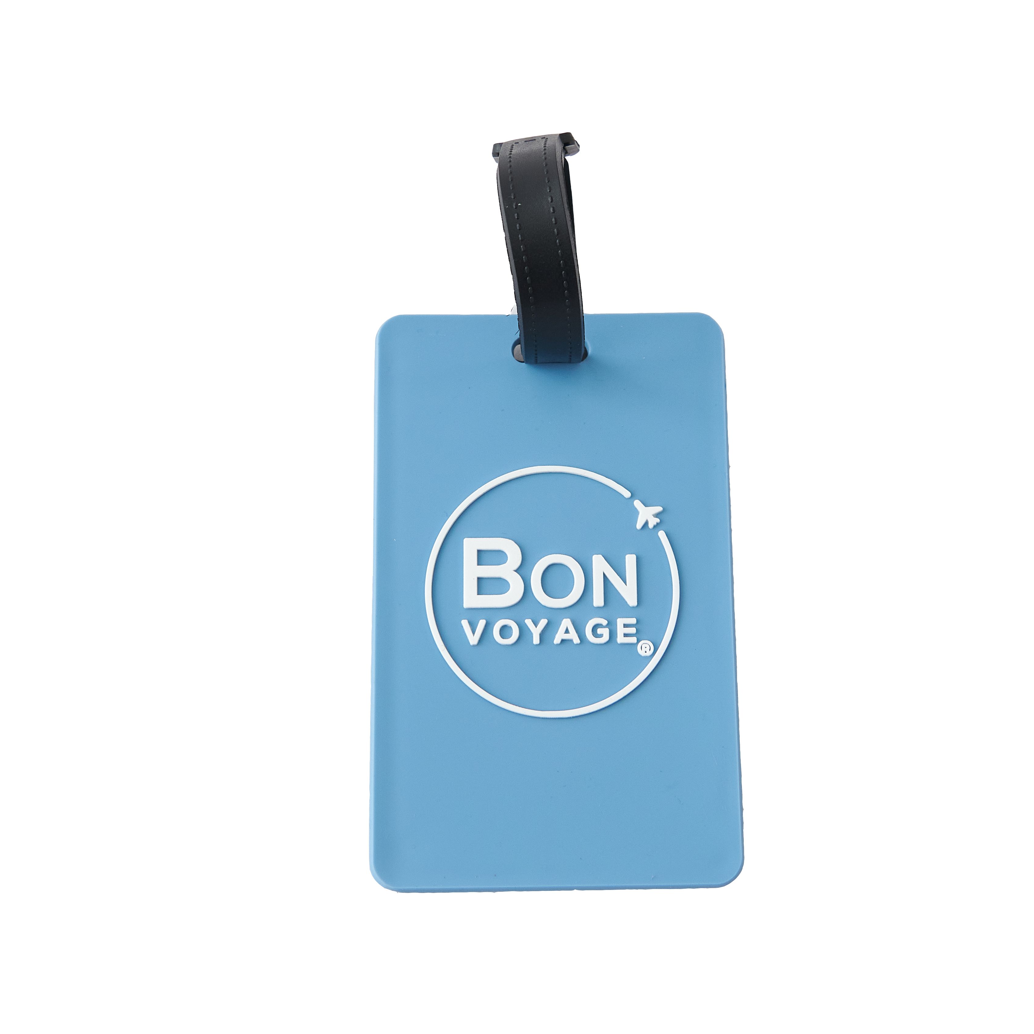 Bon Voyage® 4-Piece Travel Set - Memory Foam Travel Neck Pillow, Eye Mask, Luggage Tag, & Ear Plugs, Black