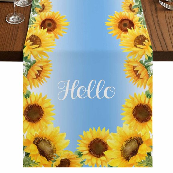 Table Runners 70 Inches Long Dress Scarves, Sunflowers Farmhouse Coffee/Dining/Kitchen Table Decor, Holiday Table Runner, Yellow Summer Botanical Elegant Flowers 13x70 Inch