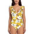 thumbnail image 2 of Yiaed Lilies Flowers Print Women's Ruffled One Piece Swimsuit V Neck Swimwear Slimming Monokini for Woman-Large, 2 of 8