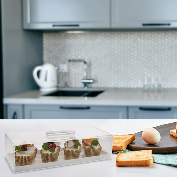 WHAMVOX Serving Platter With Lid Rectangular Cake Tray White 1Pack For Party