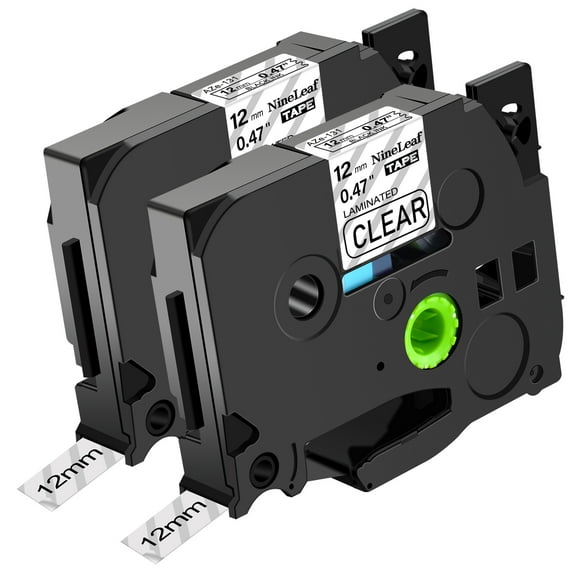 NineLeaf 2 Pack Compatible for Brother P-touch TZe-131 TZe131 TZ-131 TZ131 12mm Clear Laminated Label Tape 0.47" x 26.2 ft (12mm x 8m)