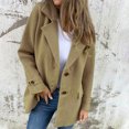 thumbnail image 4 of JGGSPWM Women's Wool Blend Coat Fall Lapel Single Breasted Mid Length Trench Jacket Open Front Solid Long Sleeve Peacoat Blazer Overcoat Khaki M, 4 of 7