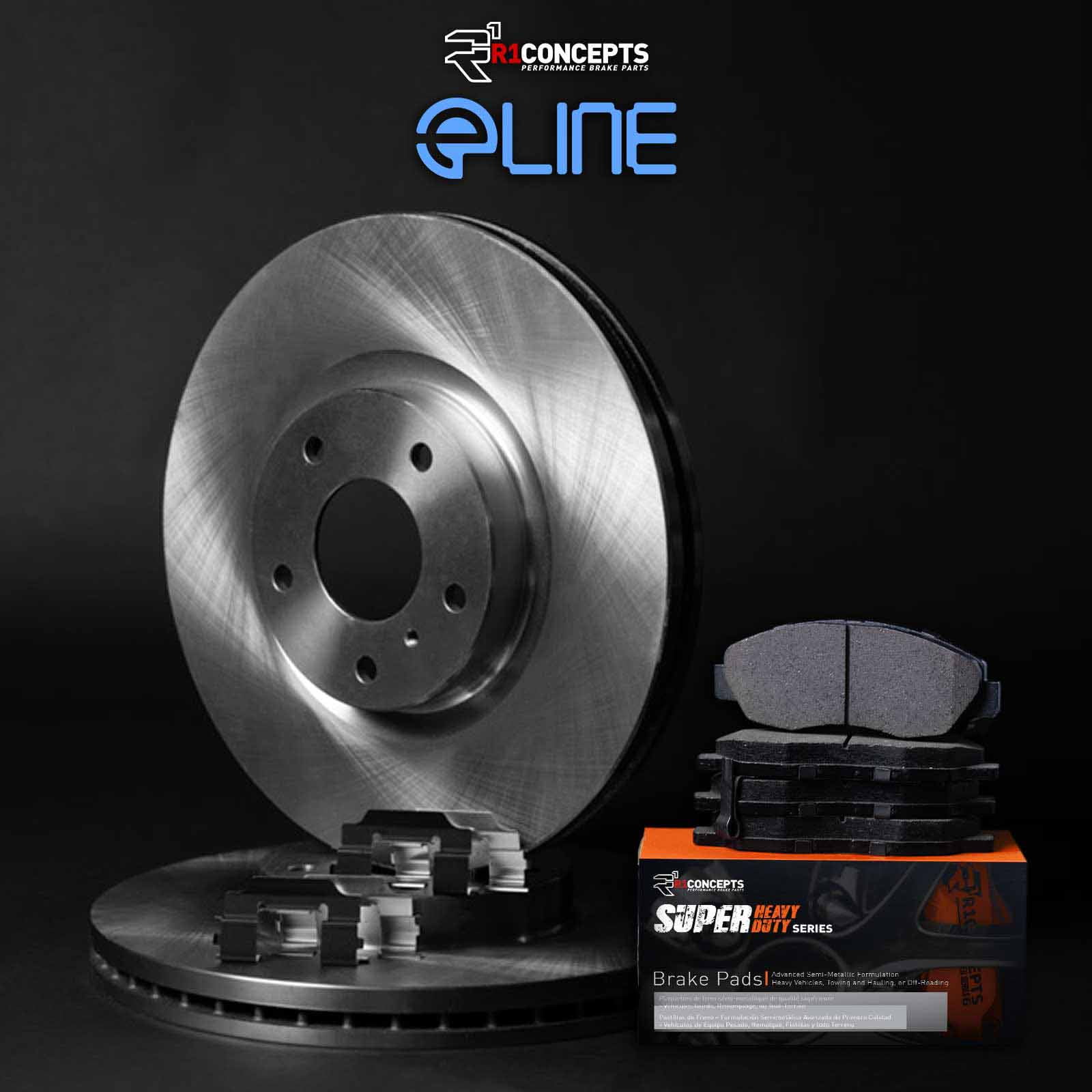 R1 Concepts Front Brakes and Rotors Kit |Front Brake Pads| Brake Rotors and Pads| Super Duty Brake Pads and Rotors| Hardware Kit WFXH1-40432