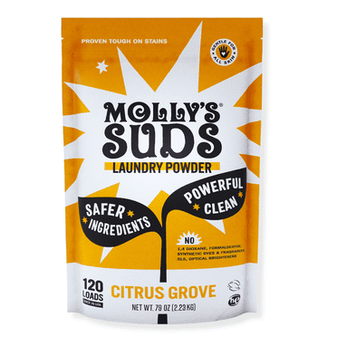 Molly's Suds Original Laundry Detergent Powder | Gentle for Sensitive Skin | Earth-Derived Ingredients, Stain Fighting | 120 Loads (Citrus Grove)