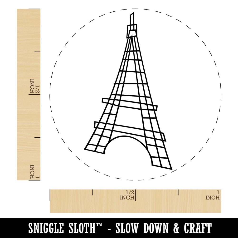Eiffel Tower Paris France Doodle Self-Inking Rubber Stamp Ink Stamper - Black Ink - Medium 1 Inch