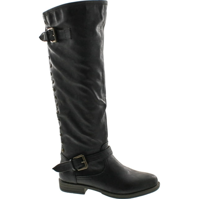 Bamboo Women's Montage 83 Riding Boots with Zipper, Black, 6