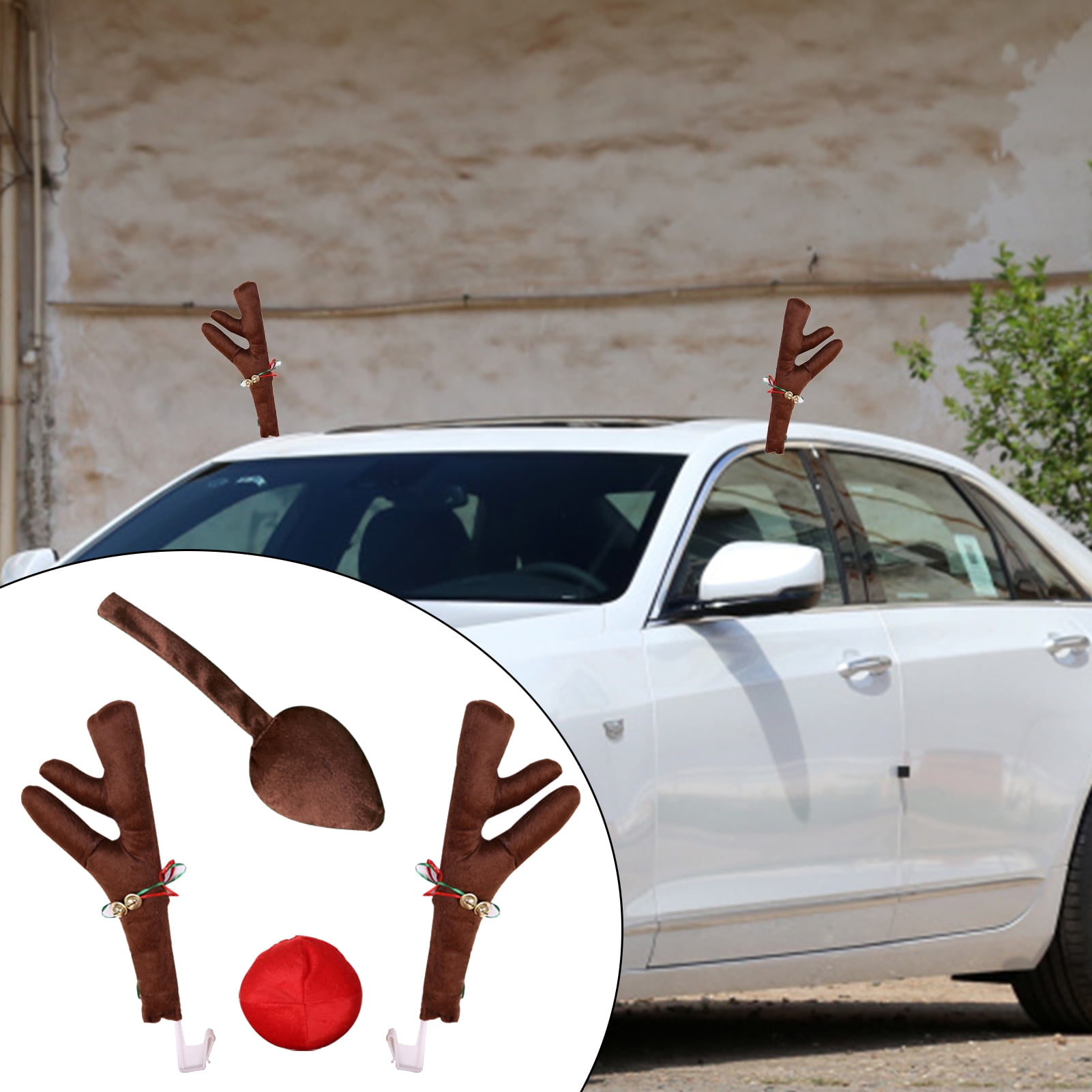 Sarkoyar 1 Set Car Deer Antlers Eyecatching Vibrant Color Fabric Xmas