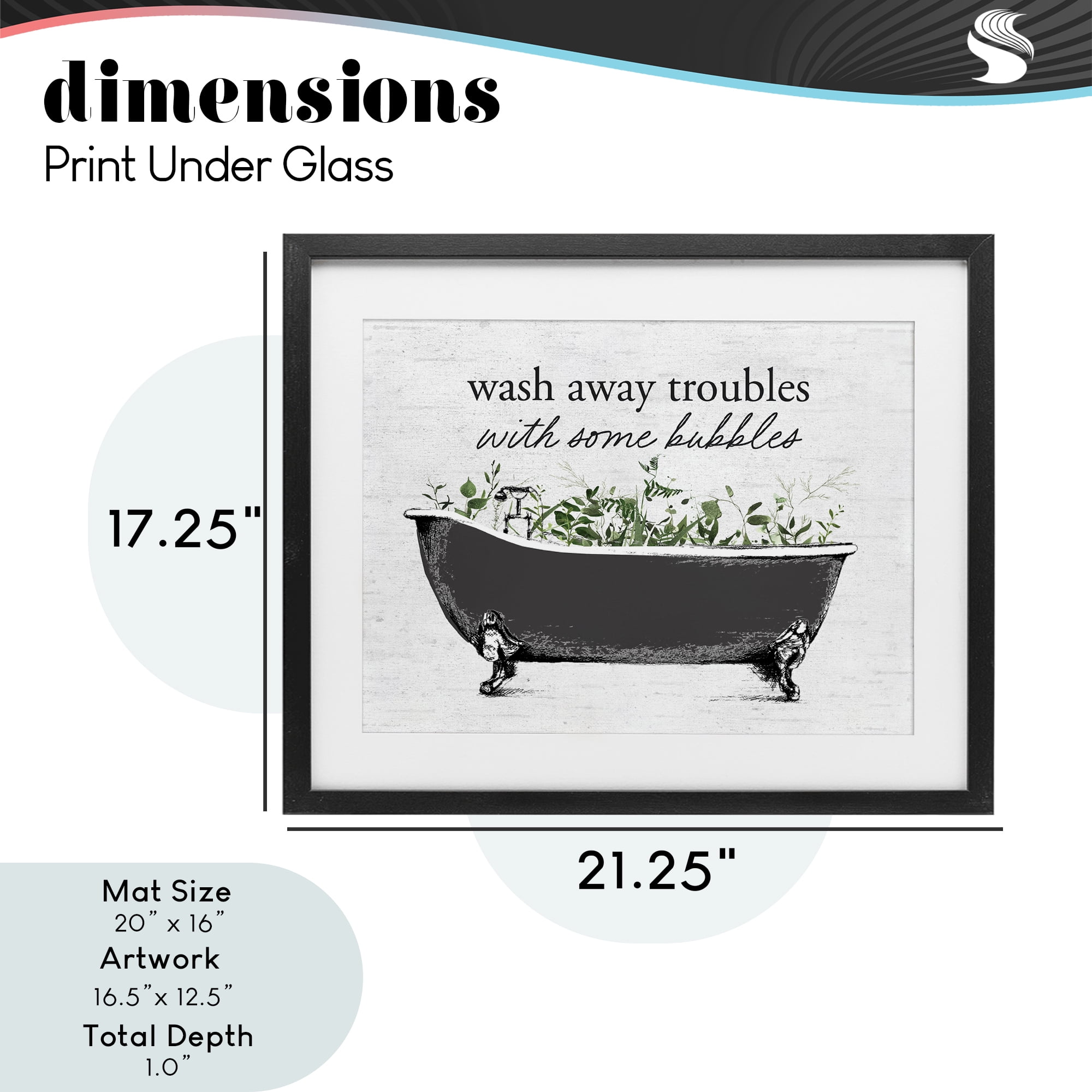 Comforting Bubble Bath Quote Black Framed Print Under Glass, design by Lettered and Lined