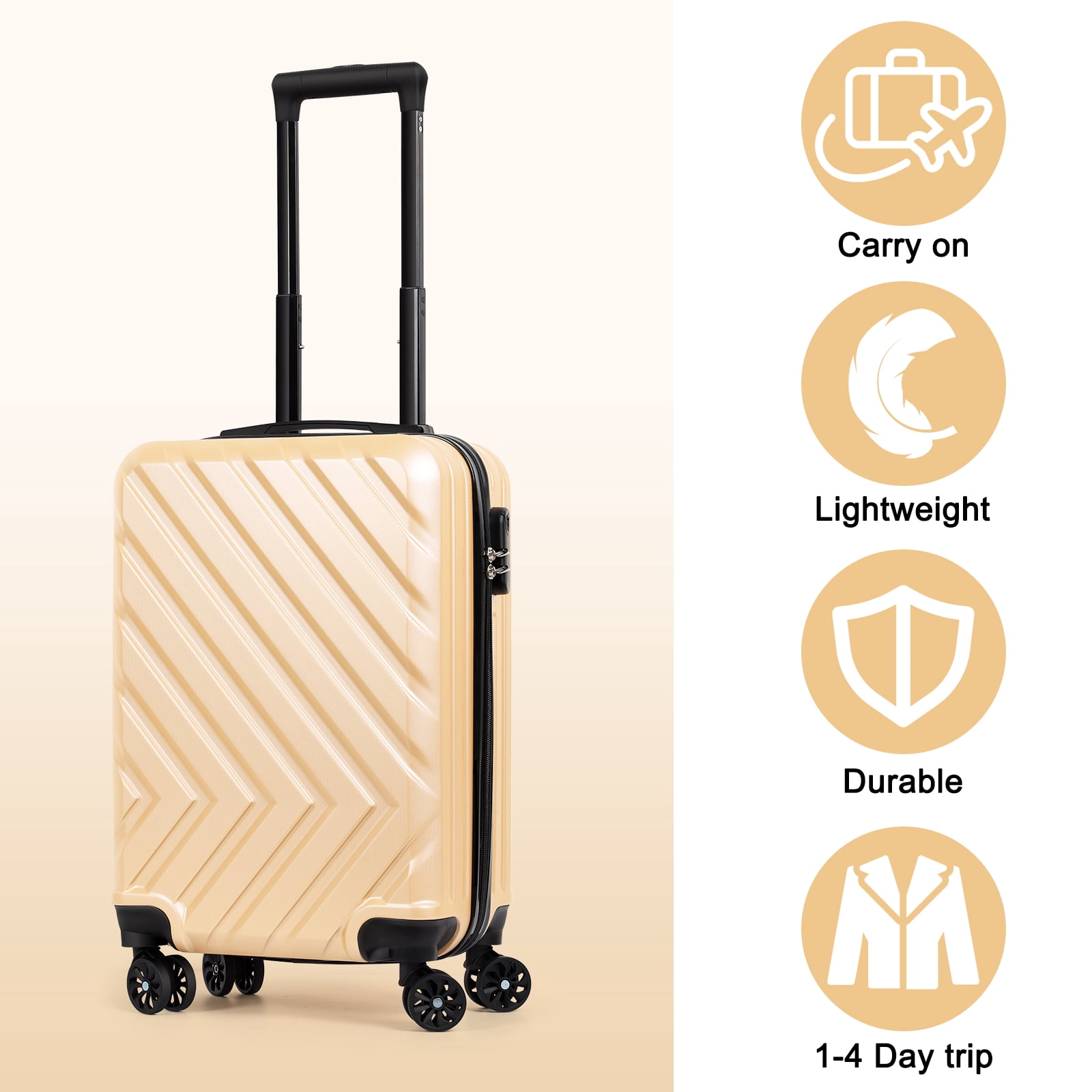 20 Inch Travel Suitcase Hardside Lightweight Luggage Bag Spinner Wheels Trolley Suitcases Suit Case