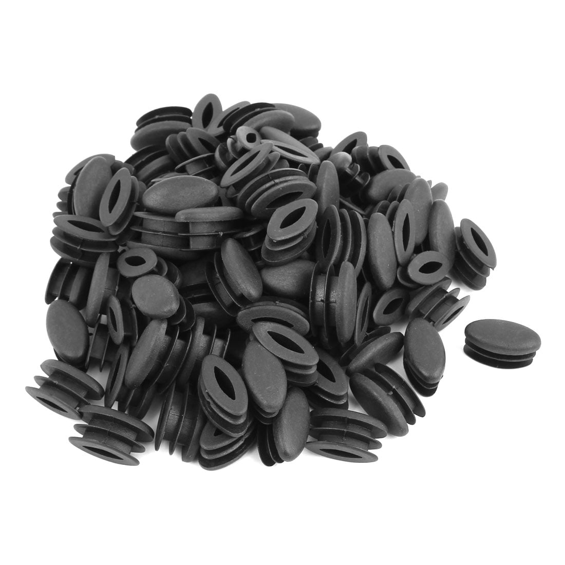 Home Office Plastic Oval Shaped Table Chair Leg Feet Tube Inserts Black 100pcs