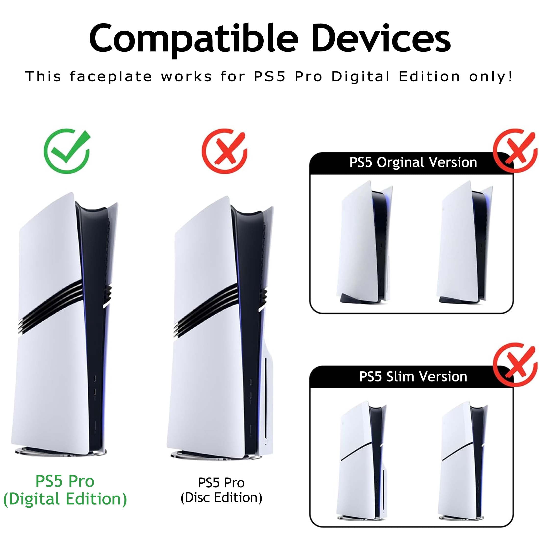 Faceplate for PS5 Pro Console with Cooling Vent & Dust Filter, Cover Plate Replacement (Digital Edition, Black)