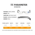 thumbnail image 2 of 6 Pairs Mens Rectangular Rimless Blue Light Blocking Reading Glasses Spring Hinge Readers +3.50, 2 of 6