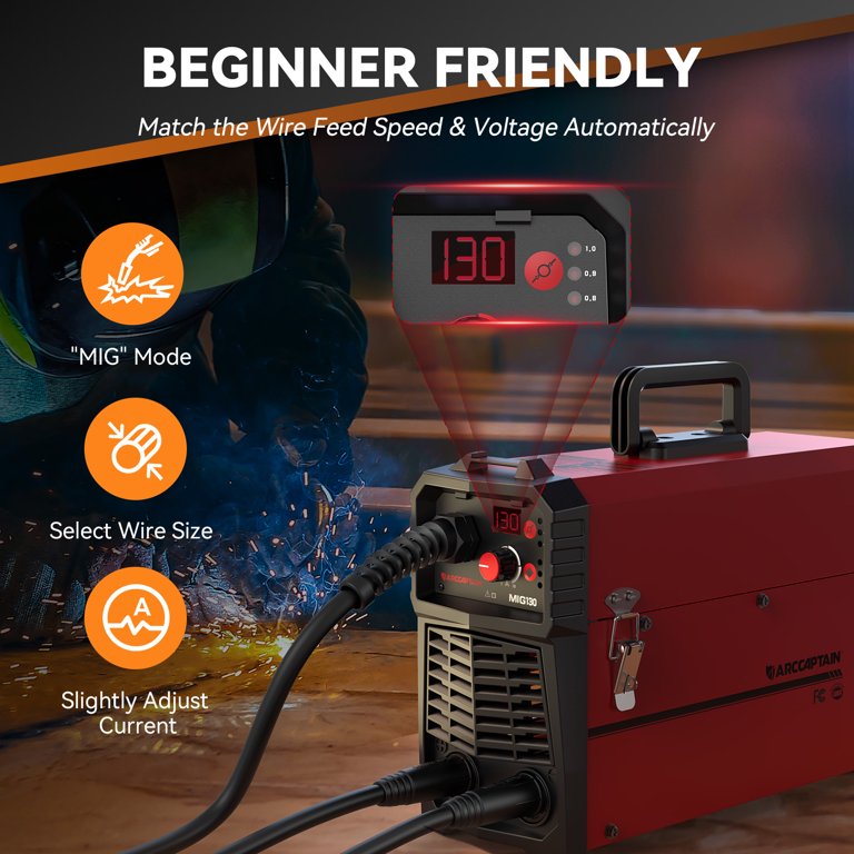 ARCCAPTAIN 3 in 1 MIG Welder, 130A Flux Core, Portable 110V