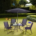 thumbnail image 4 of Comedor de Jardín Exterior Desayunador de Jardín y Terraza Set Mesa Cristal Templado de Jardín, Sombrilla y 4 Sillas Plegables, 4 of 11
