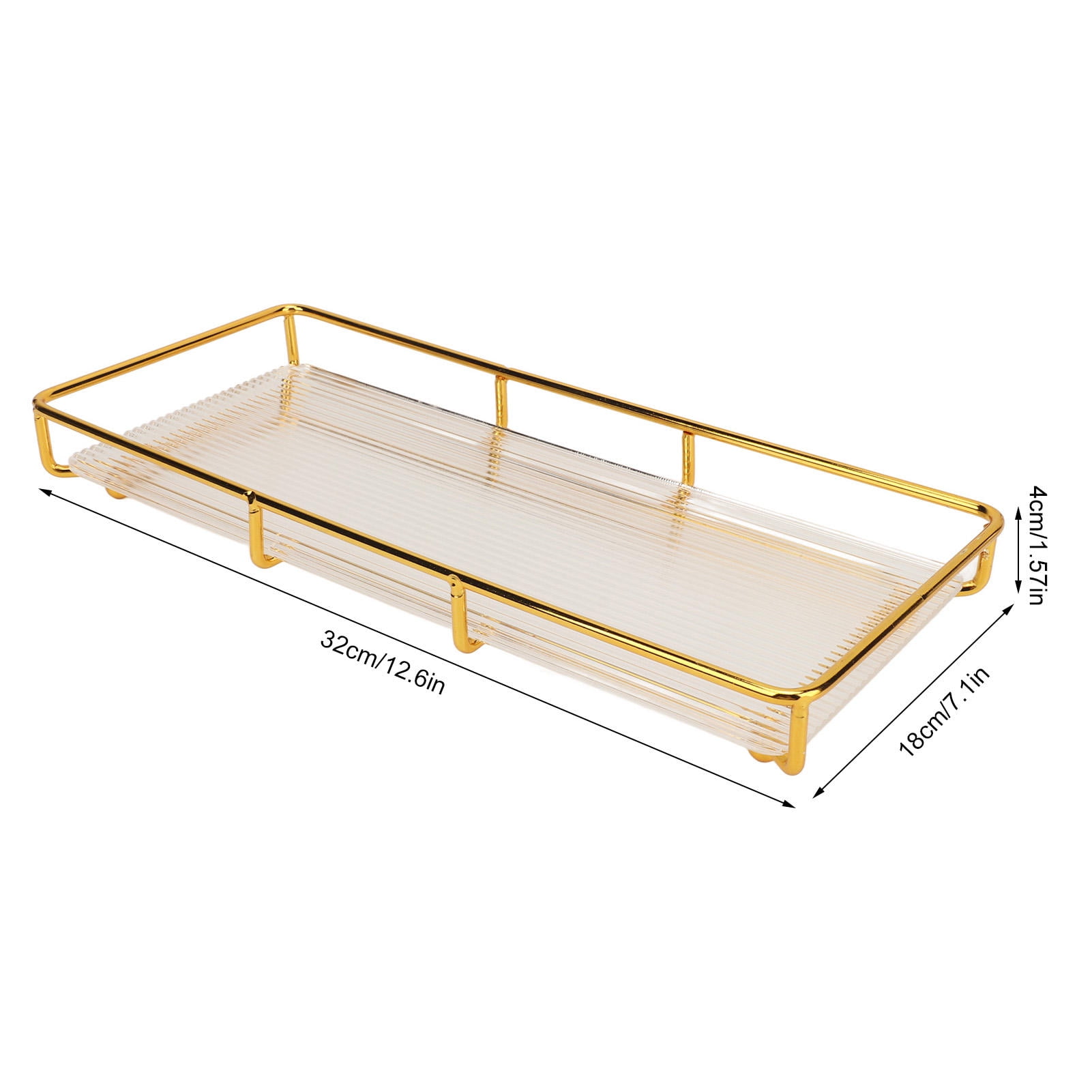 BIMZUC Stainless Steel & Acrylic Bathroom Countertop Tray – Modern Minimalist, Space‑Saving Vanity Organizer, 12.6"x7.1"x1.57"– Gold Finish