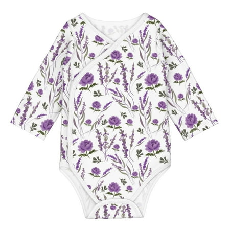 

Matuu Lavender Flowers for Baby Long-Sleeve Bodysuit Soft Cotton Comfortable and Breathable Perfect for Newborns and Infants