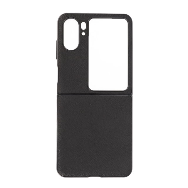 Case for Folding Phone Premium Genuine Leather Protective Anti Drop Cover for Find N2 Flip Black