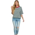 thumbnail image 5 of Cueply Tops for Women Summer Short Sleeve T Shirts Striped Design Fashion Crewneck Casual Loose Basic Tee Shirts, 5 of 8