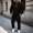 Black, variant on WIZUTIZ Men's Winter Set Solid Color Hooded Sweatshirt Long Sleeve Zippered Pocket Top Elastic Waist Cuffed Sweatpants Two-Piece Outfit Polyester for Outdoor Sports Daily Casual Mens Fashion