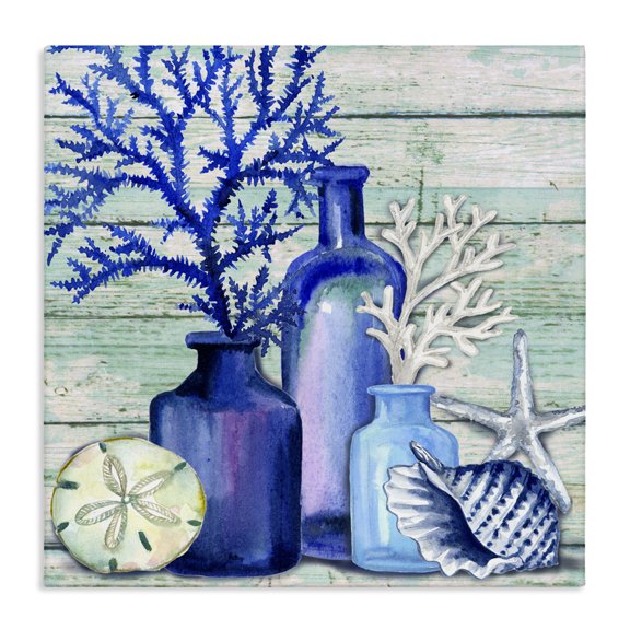 Stupell Industries Traditional Blue Nautical Vases Canvas Art, 30 x 30, by Elena Vladykina
