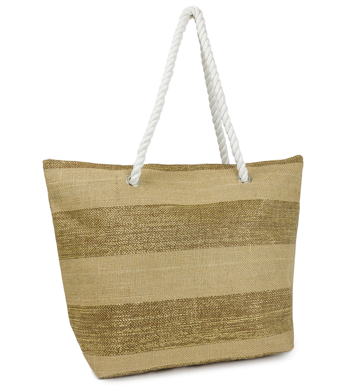 Magid Women's Adult Straw Rope Beach Tote Bag Gold