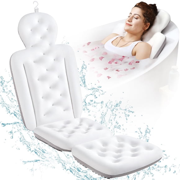 Almohada de baño para todo el cuerpo VOXOR para bañera con bolsa de lavandería blanca