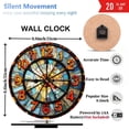 thumbnail image 3 of Vintage Stained Glass Wall Clock Decorative Art 10-Inch Silent Wooden Wall Clock, Battery Operated (AA Batteries Not Included), Artistic Home Decor, 3 of 8