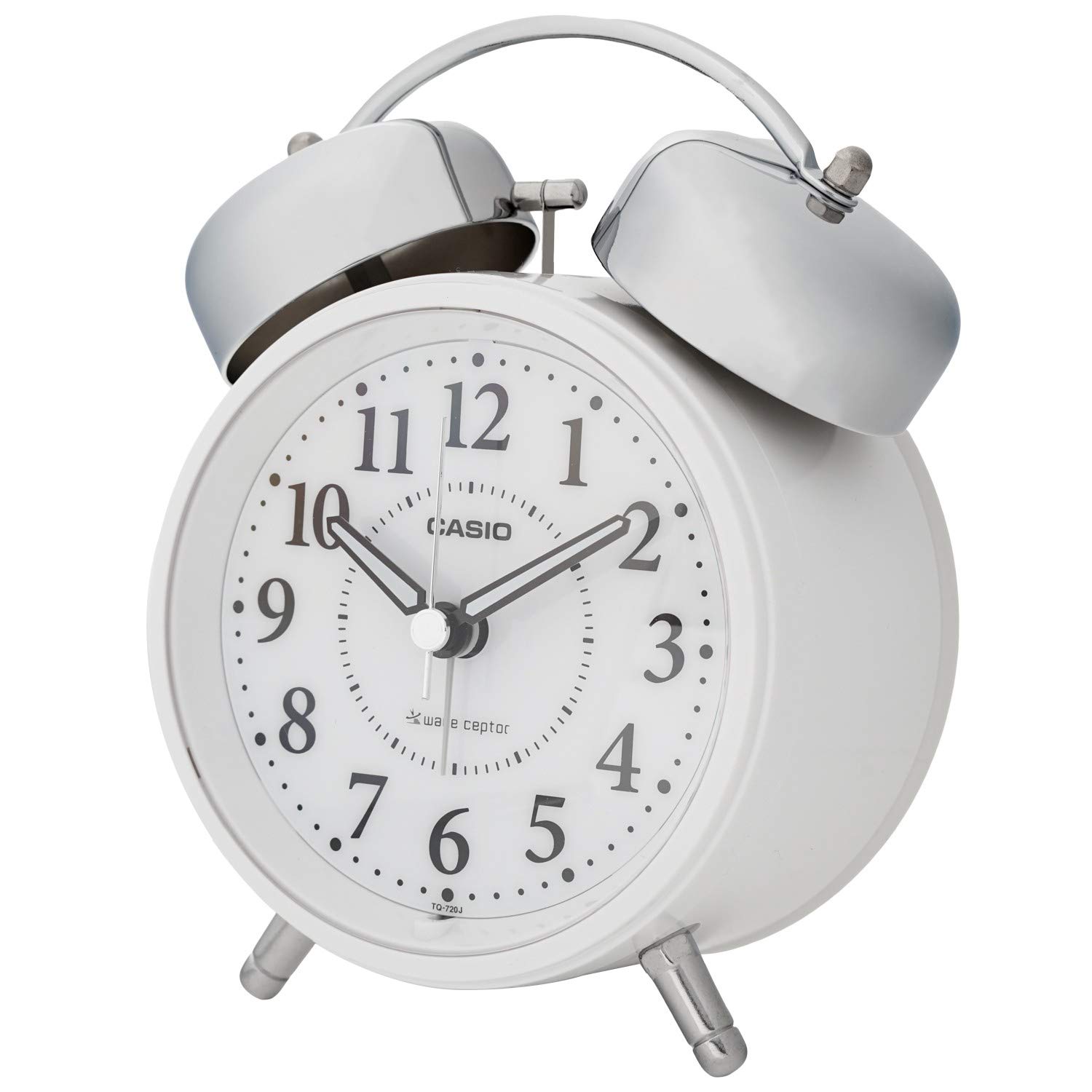 CASIO Alarm Clock loud volume Radio waves white analog Twin bell TQ