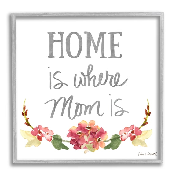 Stupell Industries Home's Where Mom Is Pink Floral Family Sentiment, 12 x 12, Designed by Lanie Loreth