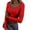 #001 Red, variant on Womens Long Sleeve Scoop Neck Ribbed Knit Fitted Casual Tops Tee Slim Basic Shirts Red 2XL