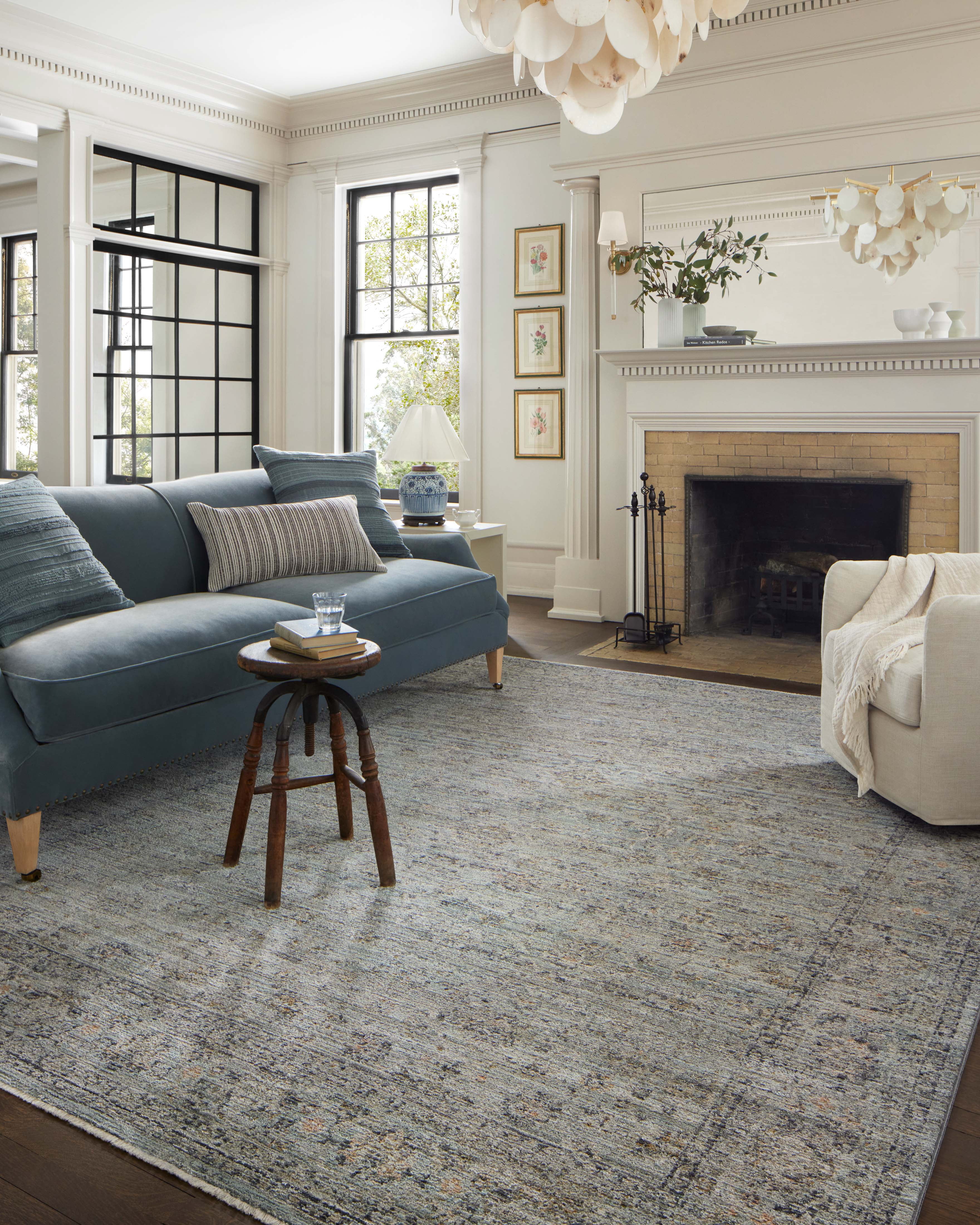 Jean Stoffer x Loloi Katherine Ocean / Gold 2'-7" x 16'-0" Runner Rug