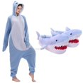 thumbnail image 2 of Invierno adultos Animal tiburón pez Onesies mujeres hombres pijamas de manga larga zapatilla disfraces de dibujos animados monos Navidad con capucha, 2 of 4