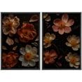 thumbnail image 6 of Framed Canvas Print Dark Floral Wall Art Set of 2 Botanical Decorative for Living Room Bedroom - 16"x24"x2 BLACK, 6 of 8