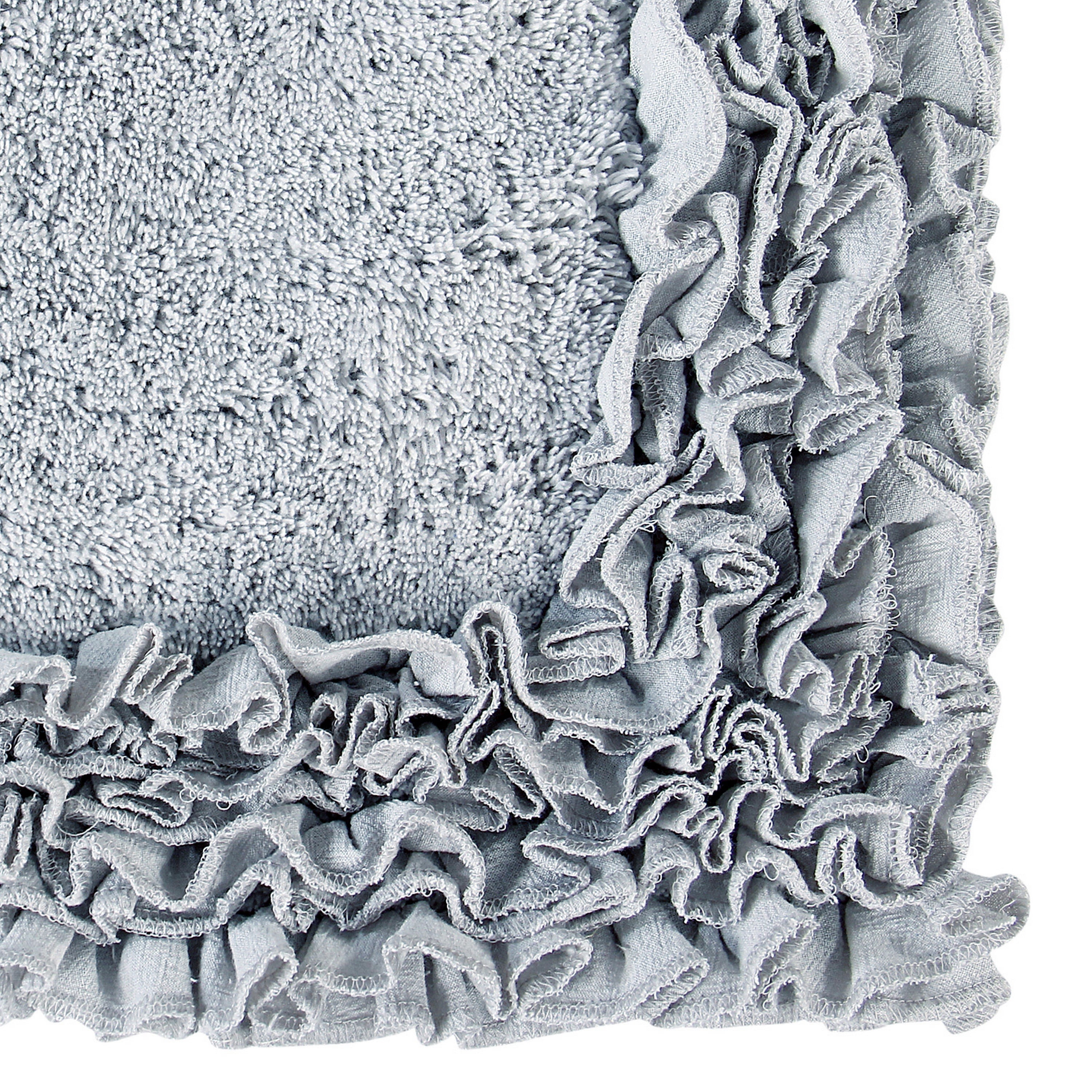 Better Trends 21" x 34" Premium Bathroom Rug 100% Cotton, Ultra Soft Bath Mat, Water Absorbent, Non-Slip Ruffle Border (Silver) Shaggy Border Collection