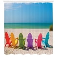 thumbnail image 3 of Ambesonne Summer Shower Curtain, Colorful Wooden Deckchairs, 69"Wx70"L, Multicolor, 3 of 3