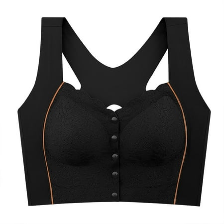 beishanbush Clearance Bra Under $10 Women s Color Blocked Large Elastic Vest Style Without Ring Extended Lower Circumference New Lace Adhesive Front Buckle Underwear Bra
