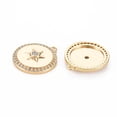 thumbnail image 2 of 20pc Brass Micro Pave Cubic Zirconia Pendants Nickel Free Flat Round with Hexagram Clear Real 18K Gold Plated 19x17x3mm Hole: 1.2mm, 2 of 2