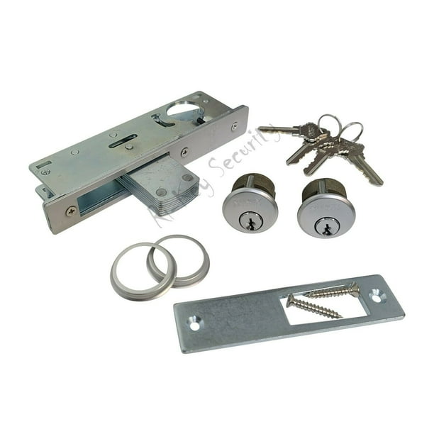 Storefront Door Mortise Lock Bolt Deadbolt with 2 Cylinders Adams Rite