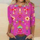 thumbnail image 2 of Camisetas Casuales de las Mujeres de Moda Impresa 3/4 Mangas Blusa Cuello Redondo para el Hogar Y Diario, 2 of 4