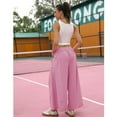 thumbnail image 4 of Lentta Womens Loose Wide Leg Track Pants Drawstring Pockets Elastic Waist Capri Hiking Pants, 4 of 7