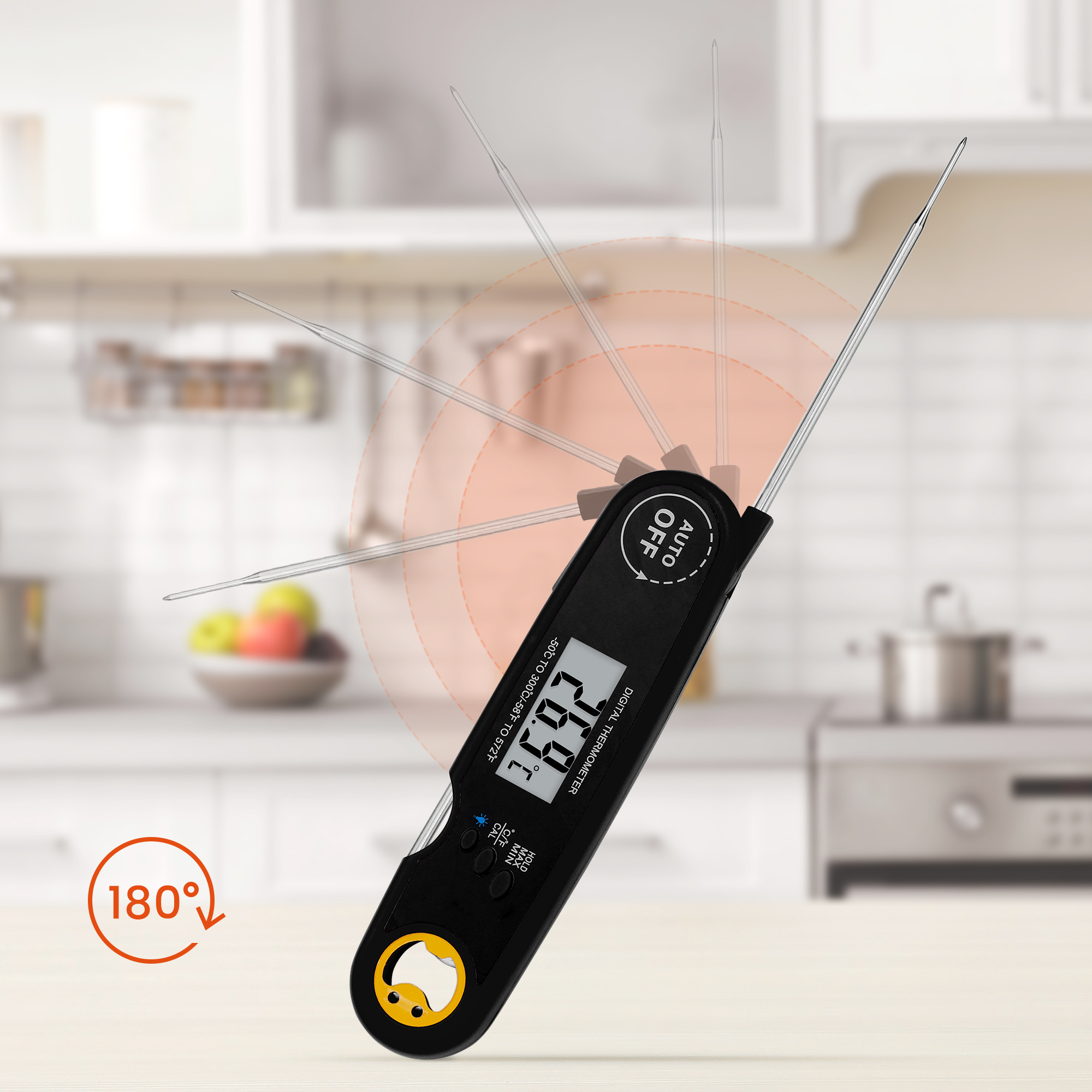 Unique Bargains Strong Plastic Digital Meat Thermometer Black 7.3x2x1 in