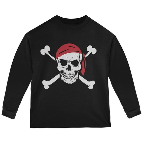 Halloween Jolly Roger Black Toddler Long Sleeve T-Shirt - 2T