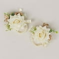 thumbnail image 4 of Efavormart 2 Pack White Silk Rose Wrist Corsage With Pearls, 4" Flower Bracelet Wedding Accessories, 4 of 10