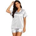 thumbnail image 4 of Resicozy Pajamas for Women Set 2 Pieces Button Down Pjs Set Short Sleeve with Pockets Soft Loungewear Complexion 2XL, 4 of 4