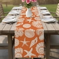 thumbnail image 4 of Orange Starfish Coastal Table Runner 72 Inches, Shell Coral Summer Beach Nautical Ocean Bed Runner Dresser Scarves Tabletop for Indoor Outdoor Parties/Ceremony/Banquet, 16" x 72", 4 of 9