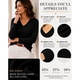 thumbnail image 4 of QUALFORT Sweaters for Women, Lightweight V Neck Long Sleeve Pullover Sweater, Soft Knit Women's Sweater Top, Black M, 4 of 7