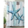 thumbnail image 2 of Fsddascl Teal Blue Starfish Shower Curtain Set - 36" x 78" Washable Bathtub Curtain with 12 Hooks, Summer Beach Coastal Retro Wooden Waterproof Fabric Stall Shower Curtains for Bathroom/Bathtub, 2 of 6