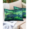 thumbnail image 6 of Pack of 2 Outdoor Pillow Covers, Lake Aurora Borealis Icelandic Pattern Waterproof Square Throw Pillowcase Cushion Decorative Pillow Covers for Couch Patio Tent, 20x12 in, 6 of 6